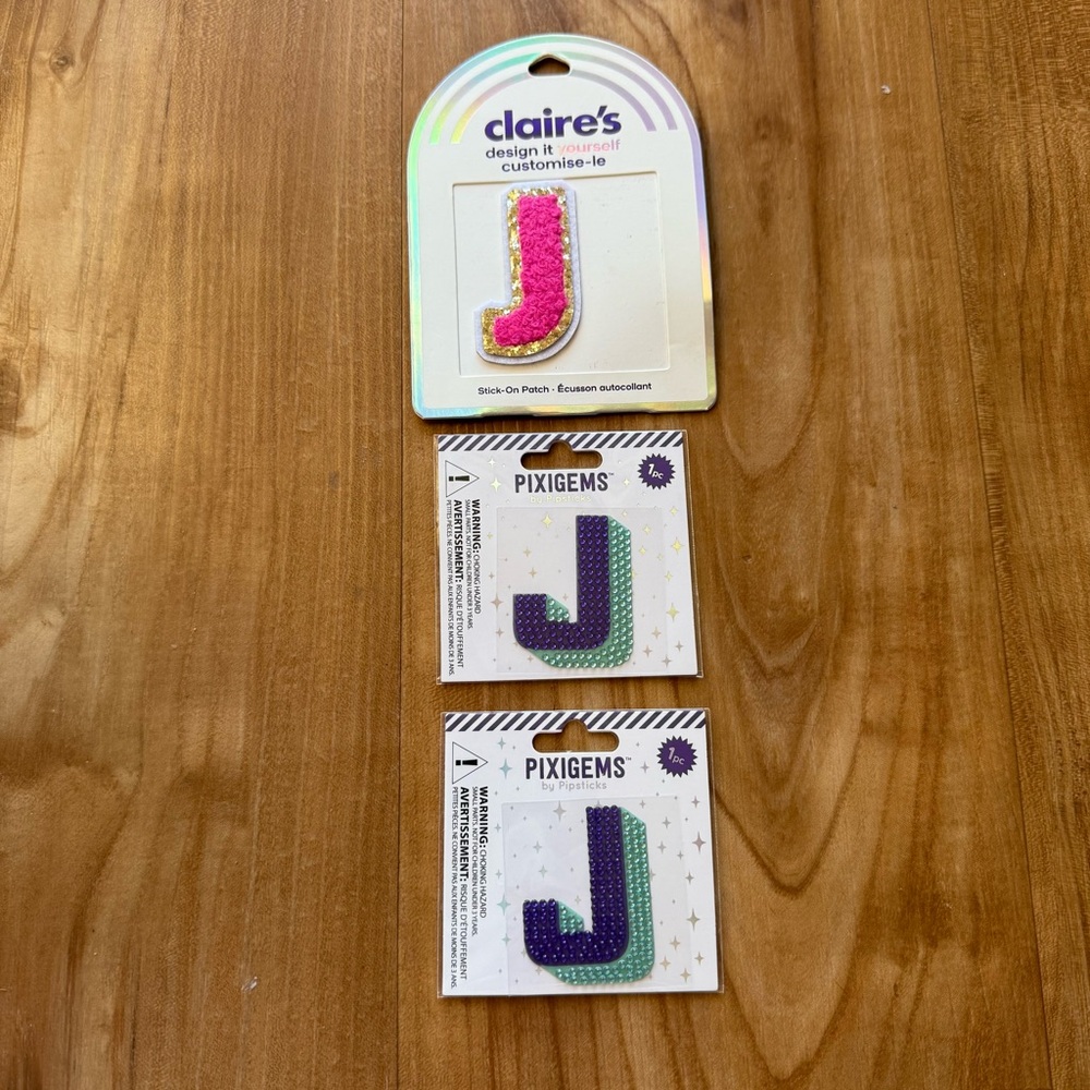 Claire's Pink and Purple Glitter Letter Patches J